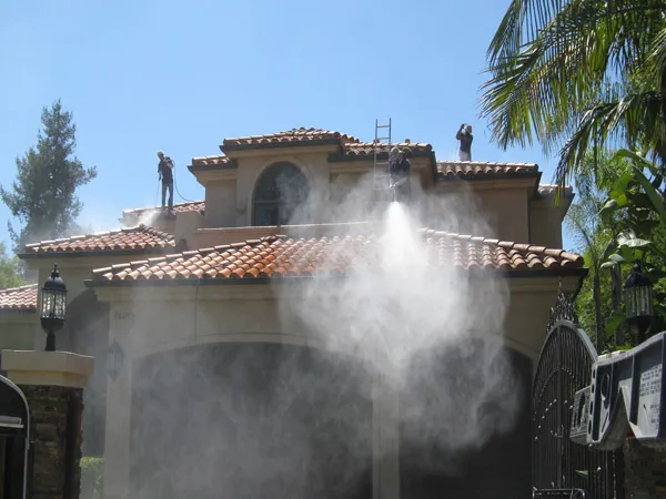 Home exterior being washed
