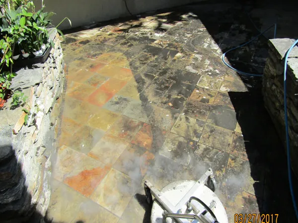 Concrete surface cleaning with pressure washing equipment