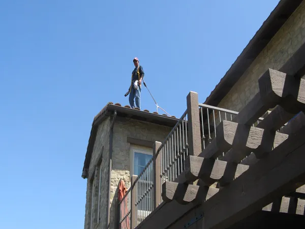 Residential roof cleaning work