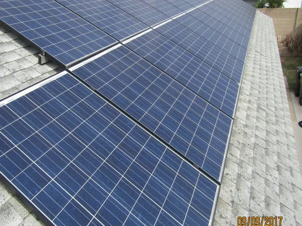 Solar panel washing service in progress